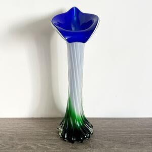 Vintage Elegant Jack in the Pulpit Calla Lily-Beautiful Glass Vase Tri Color 11”